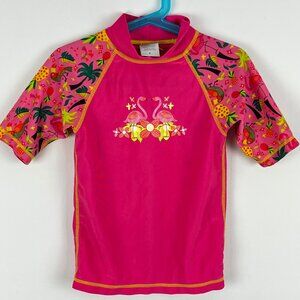 UV Skinz Kids Swimwear Rash Guard Size 6 Pink Short Sleeve High Neck Stretch